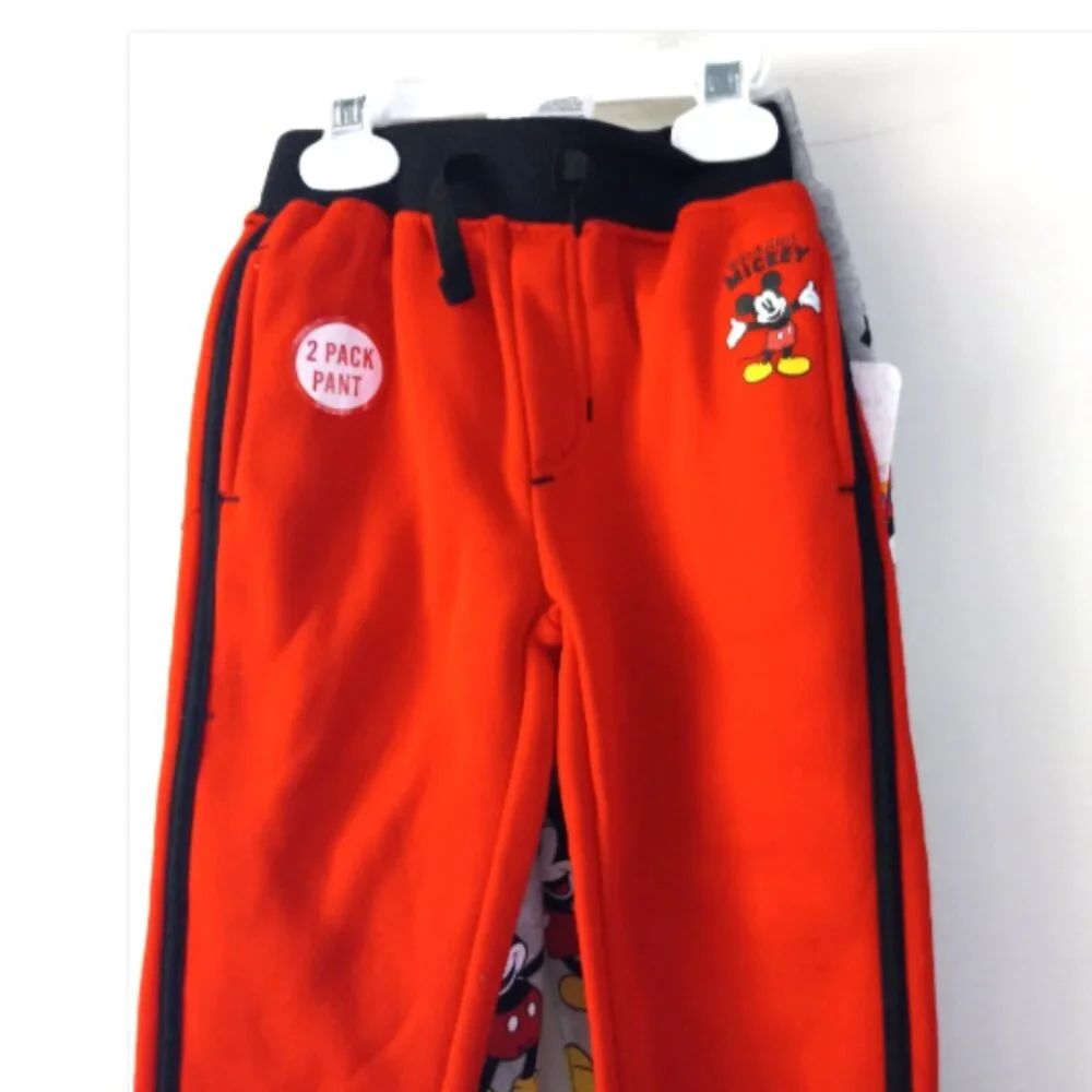 Disney Mickey Mouse Sweatpants Joggers Size 6 (2 pack Lot) Unisex NEW